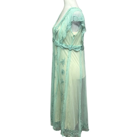 The Pyramid Collection Sheer Embroidered Mint Dress - Picture 3 of 5